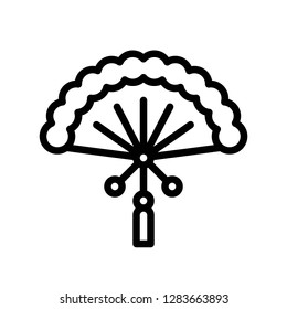 Hand fan vector, Chinese New Year related line design icon editable stroke
