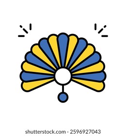 Hand Fan vector filled outline icon. EPS 10 file