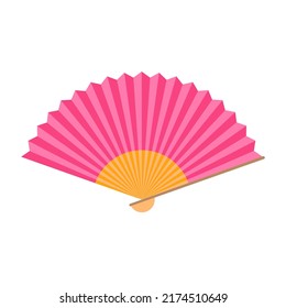 Hand Fan Vector Illustration, Japanese Paper Fan Flat Style Logo Icon