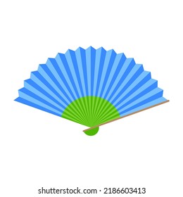 Hand Fan Vector Illustration, Japanese Paper Fan Flat Style Logo Icon