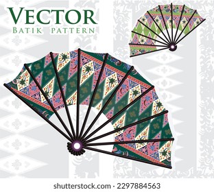 hand fan vector with very beautiful batik pattern