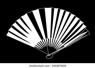 hand fan white on black background