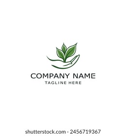 hand farm logo and plant seeds white background