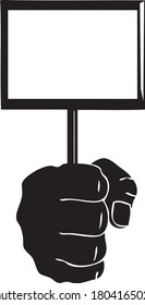 Hand with fastening for poster, vector illustration