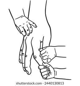 the hand of the father and the child vector illustration