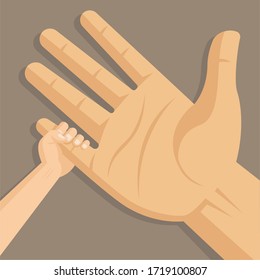Hand in hand with father and son Premium Vector