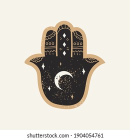 Hand of Fatima (Hamsa) in boho style. Vector illustration.