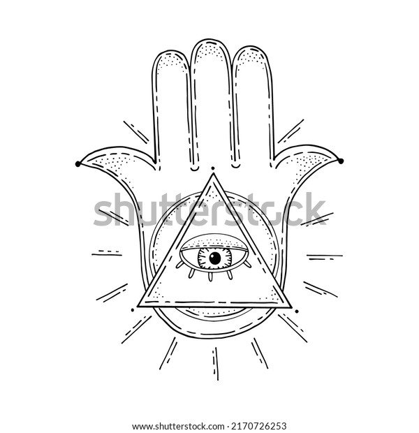 Hand Fatima Palm Five Fingers Allseeing Stock Vector (Royalty Free ...