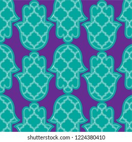 hand of fatima vector illustration, moroccan iconic khamssa hand drawn, traditional pattern elements.