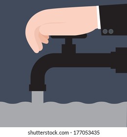 Hand with faucet, conceptual, illustration vector design.