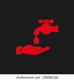 hand, faucet and drop