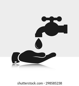 hand, faucet and drop