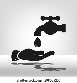 hand, faucet and drop