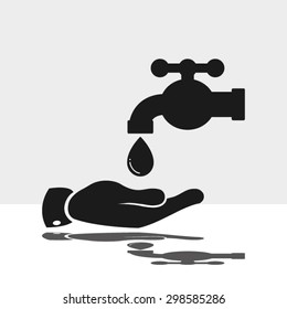 hand, faucet and drop