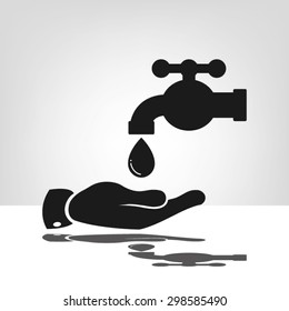 hand, faucet and drop