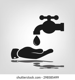 hand, faucet and drop