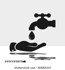 hand, faucet and drop