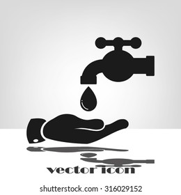 hand, faucet and drop