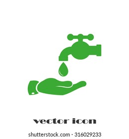hand, faucet and drop