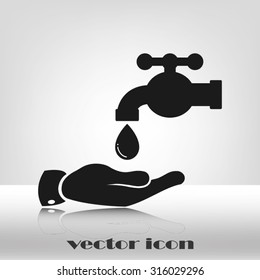 hand, faucet and drop