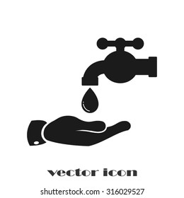 hand, faucet and drop