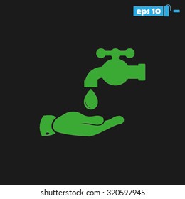 hand, faucet and drop