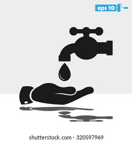 hand, faucet and drop