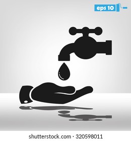 hand, faucet and drop