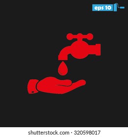 hand, faucet and drop
