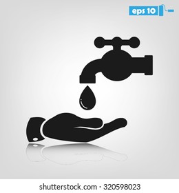 hand, faucet and drop