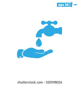 hand, faucet and drop