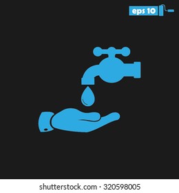 hand  faucet and drop icon vector graphics
