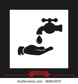 hand  faucet and drop icon vector graphics