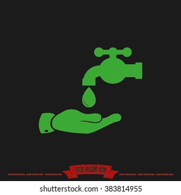 hand  faucet and drop icon vector graphics