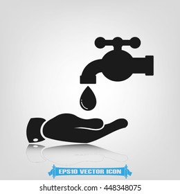 hand  faucet and drop icon vector graphics