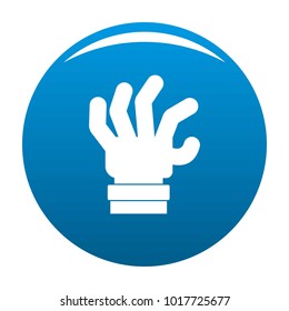 Hand fear icon vector blue circle isolated on white background 