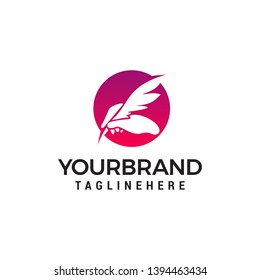 hand feather logo design concept template vector