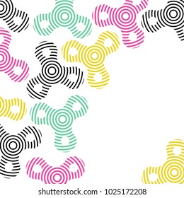 Hand fidget spinner background. Stock vector illustration of a popular toy in modern style.
