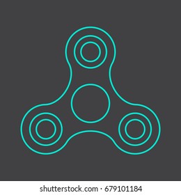 Hand fidget spinner. Line style. Hand tricks with spinner,antistress toy,modern handy gadget. Vector illustration