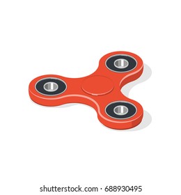 Hand fidget spinner toy isolated on white background. Stress and anxiety relief. Isometric vector illustration