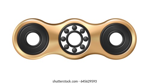 Hand fidget spinner toy - stress and anxiety relief. Golden metallic.