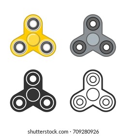 Hand fidget spinner toy vector icons. Stress and anxiety relief. Colorful, monochrome grey, shape and line style illustrations, logo design