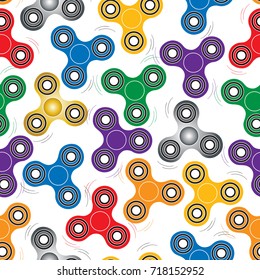 Hand fidget spinner toys seamless pattern.