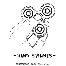 Hand Fidget Spinner vector drawing retro illustration