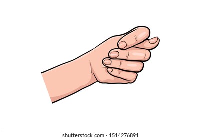 Hand fig gesture comic book pop art isolated. Dislike negative fist. Sketch cartoon retro fico arm. Badly dislike gesture vector illustration.