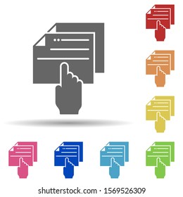 Hand, file, file access in multi color style icon. Simple glyph, flat vector of business icons for ui and ux, website or mobile application