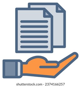 Hand file document envelope icon or logo illustration filled outline color style. Business and finance icons