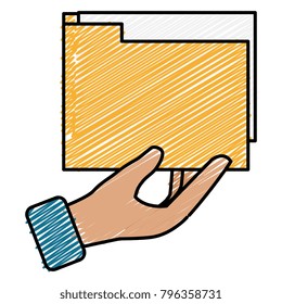 hand with file folder documents icon