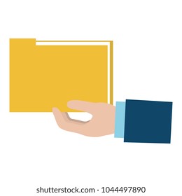 hand with file folder isolated icon