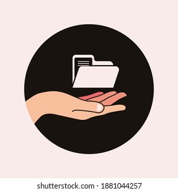 Ilustración vectorial de diseño de icono de mano con archivo